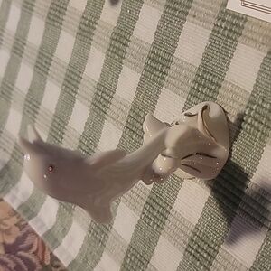 LENOX ivory fine China animal figures trimmed in gold dolphin  and elephant left